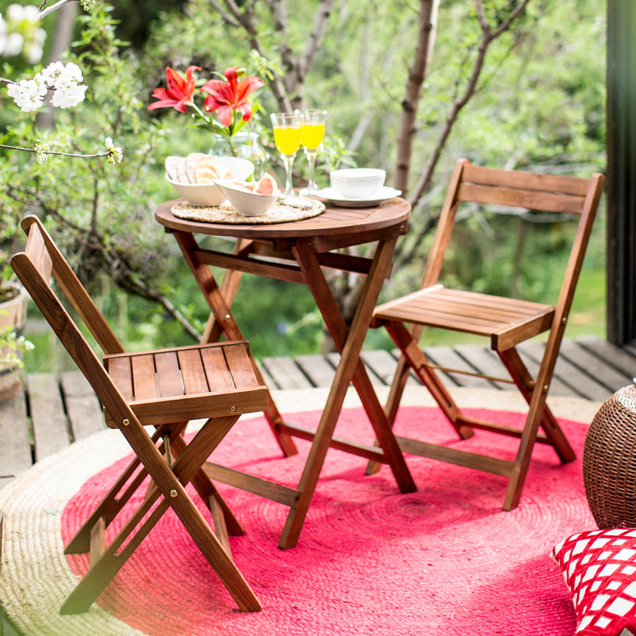 muebles terraza - juego de balcón de madera plegable