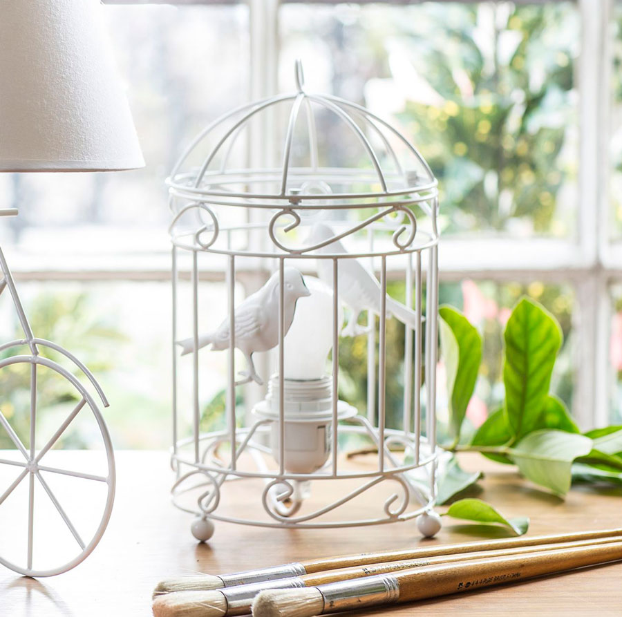 6 usos para jaula decorativa lampara mesa jaula pajaro