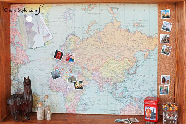 6 formas de integrar recuerdos de viaje en decoracion mapa
